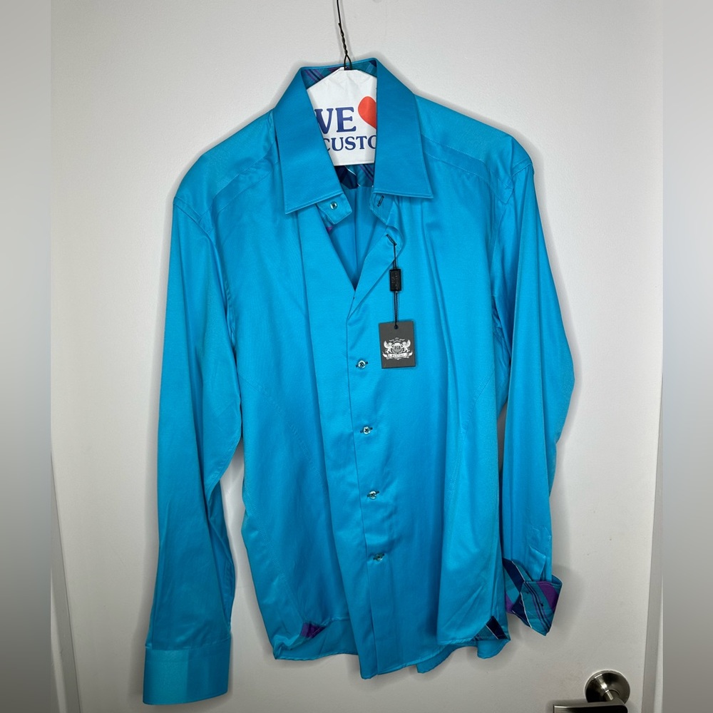 RGB Black Label Men’s XL Blue Dress Shirt (cotton/microfiber) NWt